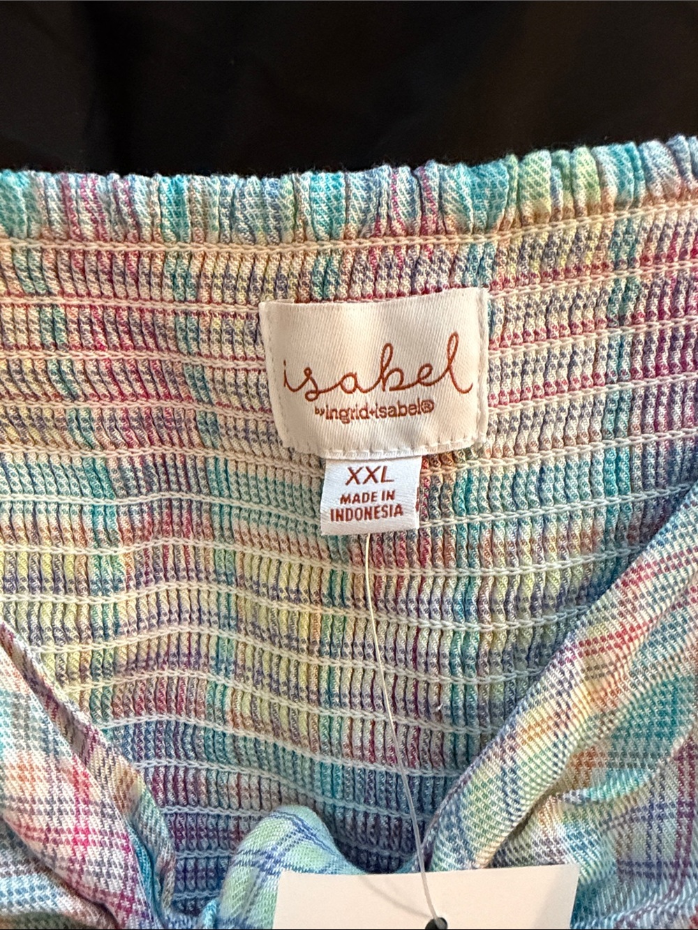 Isabel Maternity by Ingrid & Isabel Pastel Plaid Tie-Front Puff Sleeve Top - Picture 2 of 4